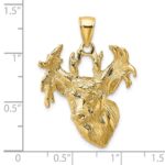 14K 2-D Textured Deer Head Charm - Image 3