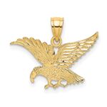 14K Flat Textured Eagle Charm