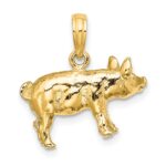 14K 3-D Textured Farm Pig Charm - Image 4