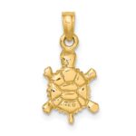 14K 3-D Polished Land Turtle Charm - Image 4