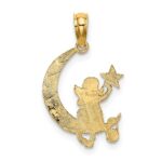 14K Angel Holding a Star on a Half Moon Charm - Image 3