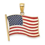 14K Enameled American Flag Charm