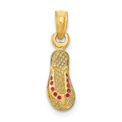 14k  3-D Red Enamel Single Flip-Flop Charm
