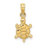 14K Small 3-D Brown Enameled Tortoise Charm - Image 4
