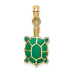 14K Green Enamel Tortoise Charm