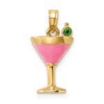 14K Pink Enameled Cosmo Martini with Olive Charm