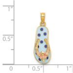 14K 3-D Enamel Anchor On Blue Polka-Dot Flip-Flop Charm - Image 3