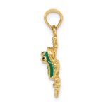 14K Green Enameled 2-D Small Frog Charm - Image 2