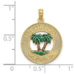 14K FLORIDA Enamel Palm Trees Circle Charm - Image 3