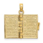 14K Enameled 3-D Moveable LOVE Bible Verse Flower Book Pendant - Image 6