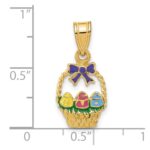 14K Enameled Easter Basket with Bow and Eggs Charm - Image 4