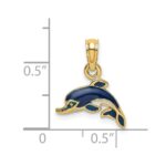 14K Blue Enamel Dolphin Charm - Image 3
