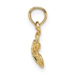 14K Small Textured and Green Enameled Sea Turtle Charm - Image 2