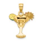 14K White Enameled Margarita Drink with Umbrella and Lime Charm - Image 3