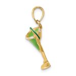 14K 2-D Green Enameled Salted Margarita Drink with Lime Charm - Image 2
