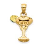 14K 2-D Green Enameled Salted Margarita Drink with Lime Charm - Image 3