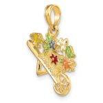 14K 3-D Multi-color Enamel Flower Cart Charm - Image 4