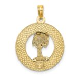 14K BLUFFTON SC Circle Enameled Palm Tree Charm - Image 4