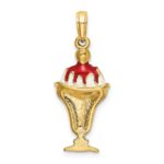 14K Brown and White Chocolate Ice Cream Sundae with Cherry Top Charm - Image 3