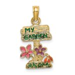 14K Multi-color Enamel MY GARDEN Post with Flowers Charm