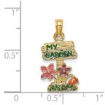14K Multi-color Enamel MY GARDEN Post with Flowers Charm - Image 3