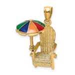 14K 3-D Rainbow Enameled Umbrella Beach Chair Charm - Image 5