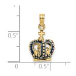 14K 3-D with Blue Enamel Crown Charm - Image 3