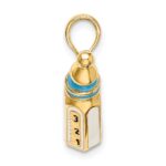 14K 3-D with Blue Enamel Baby Bottle Charm - Image 2
