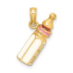 14K 3-D with Pink Enamel Baby Bottle Charm