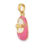 14K Pink Enameled 3-D Baby Shoe Charm - Image 4