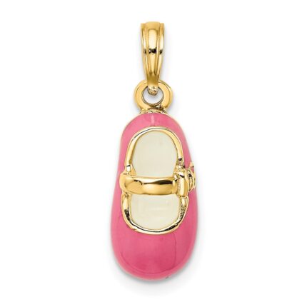 14K Pink Enameled 3-D Baby Shoe Charm