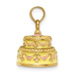 14K 3-D HAPPY ANNIVERSARY Cake with Yellow Enameled Frosting Charm - Image 2