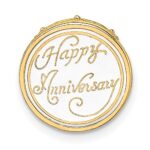 14K 3-D HAPPY ANNIVERSARY Cake with Yellow Enameled Frosting Charm - Image 4