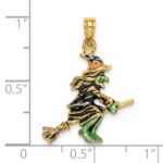 14K 3-D Enameled Witch Flying on Broom Charm - Image 5