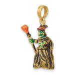 14K 3-D Enameled Witch with Broom Charm - Image 4