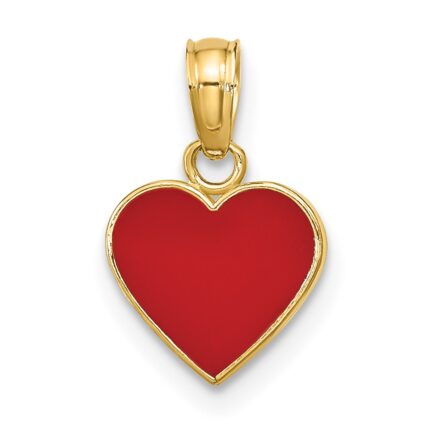 14K Polished Red Enameled Heart Pendant
