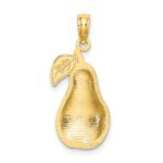 14K Yellow and Green Enameled Pear With Stem and Leaf Charm - Image 4