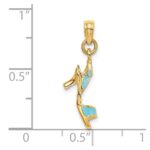 14K 3-D Aqua Enamel Open Toe High Heel Charm - Image 3