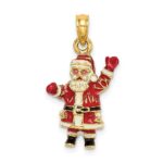 14K 3-D Enameled Santa Charm