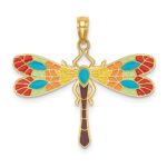 14K Multi-Color Enamel Dragonfly Charm