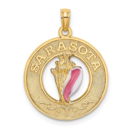 14K SARASOTA Circle with Enamel Conch Shell Charm