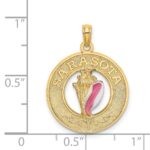 14K SARASOTA Circle with Enamel Conch Shell Charm - Image 3