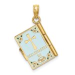 14K 3-D Multi-color Enamel Butterfly Ecclesiastes 3:1 Book with Moveable Pages Pendant - Image 4
