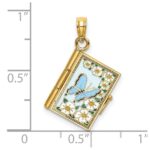 14K 3-D Multi-color Enamel Butterfly Ecclesiastes 3:1 Book with Moveable Pages Pendant - Image 3