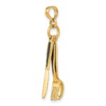 14K 3-D Black Enameled Knife, Fork, Spoon Moveable Charm - Image 5