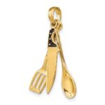 14K 3-D Black Enamel Butcher Knife, Spoon and Spatula Moveable Charm - Image 5