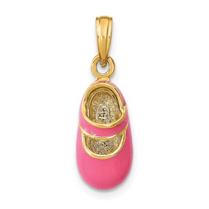 14K Pink Enameled 3-D Baby Shoe Charm