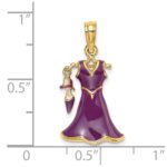 14K 3-D Purple Enameled Dress with Moveable Dangle Shoe Charm - Image 3