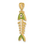 14k 3-D  Green Enamel Fish Bone Charm - Image 5