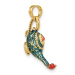 14K Blue and Red Enamel 3-D Textured Genie Lamp Charm - Image 5